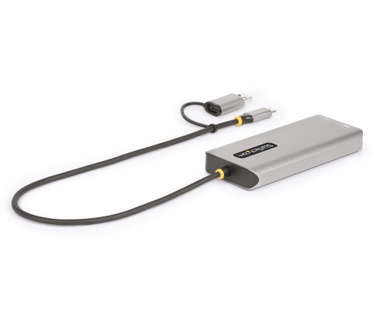Startech.com USB-C Multiport Adapter met Ingebouwde USB-C naar USB-A Dongle, Dual HDMI (4K30Hz/1080p60Hz), 3x USB-A 5Gbps, Mini Travel Dock, Laptop Docking Station, 40cm Kabel