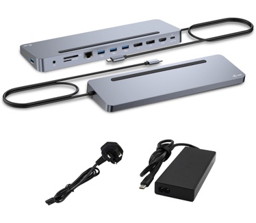 i-tec USB-C Metal Ergonomic 3x 4K Display Docking Station with Power Delivery 100 W + i-tec Universal Charger 100 W