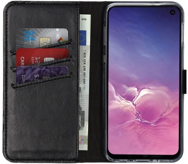 Selencia Echt Lederen Bookcase Samsung Galaxy S10e - Zwart