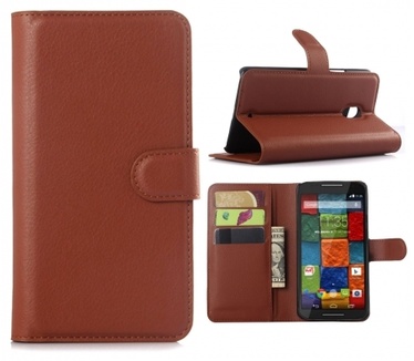 Kees Lederlook Portemonnee Hoesje Motorola Moto X Play - Bruin