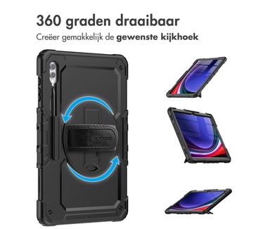 Accezz Rugged Backcover met schouderstrap Samsung Galaxy Tab S9 Ultra - Zwart