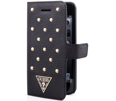 Guess Tessi Leather Book Case for iPhone 5/5S/SE - Studded Black Zwart