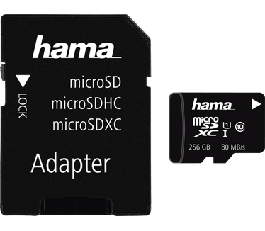Hama microSDXC Class 10 UHS-I 80MB/s + SD-adapter 256GB