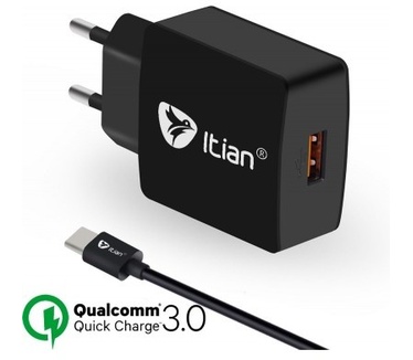 Itian K6 Quick Charge 3.0 Mobiele oplader met Micro-USB kabel - Black