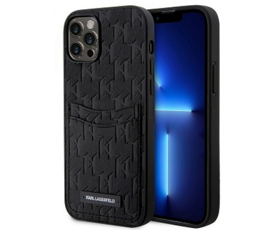 Karl Lagerfeld Saffiano Card Back Case - iPhone 12/12 Pro - Zwart Zwart