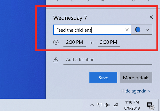 Kalender Windows 10 November 2019