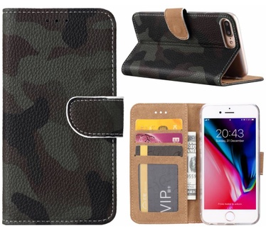 Leger Camouflage print lederen Bookcase hoesje voor de Apple iPhone 7 Plus (Apple iPhone 7 Plus)