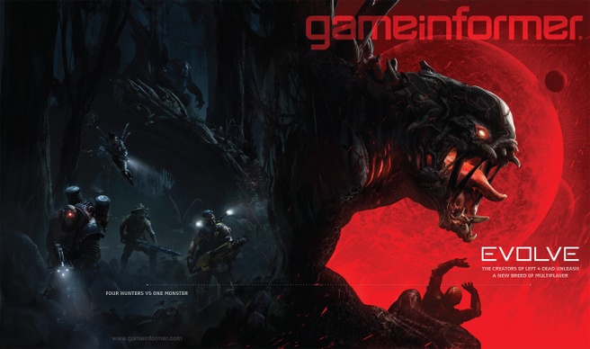 Cover Game Informer februari 2014 met Evolve voorop