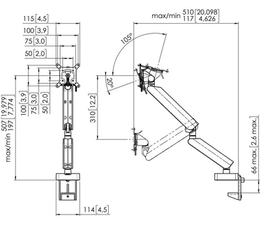 Vogel's MOMO 4138B Monitorarm Motion Plus Aan en door het bureau 10-43 inch voor 1 scherm