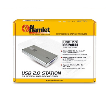 Hamlet HXD2CCUU USB 2.0 Station 2.5” External Hard Disk Enclosure