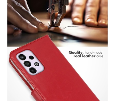 Selencia Echt Lederen Bookcase Samsung Galaxy A33 - Rood