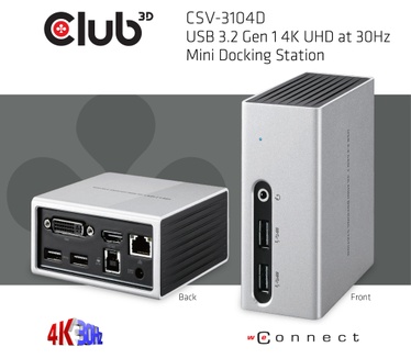 Club 3D SenseVision USB 3.0 4K UHD Mini Docking Station