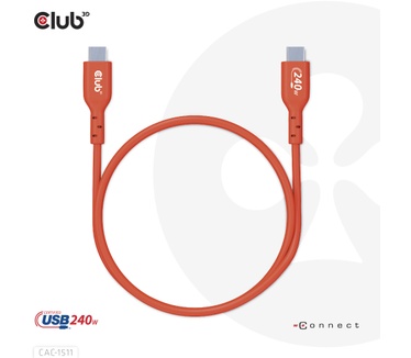 Club 3D USB2 Type-C Bi-Directional USB-IF Certified Cable Data 480Mb, PD 240W(48V/5A) EPR M/M 4m / 13.13ft