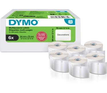 Dymo DYMO originele multifunctionele LabelWriter labels | 54 mm x 70 mm | 6 met elk 320 labels (1.920 zelfklevende etiketten) | voor de LabelWriter labelprinters | gemaakt in Europa