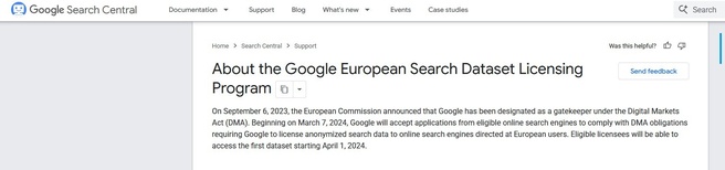 Google Search Dataset Licensing