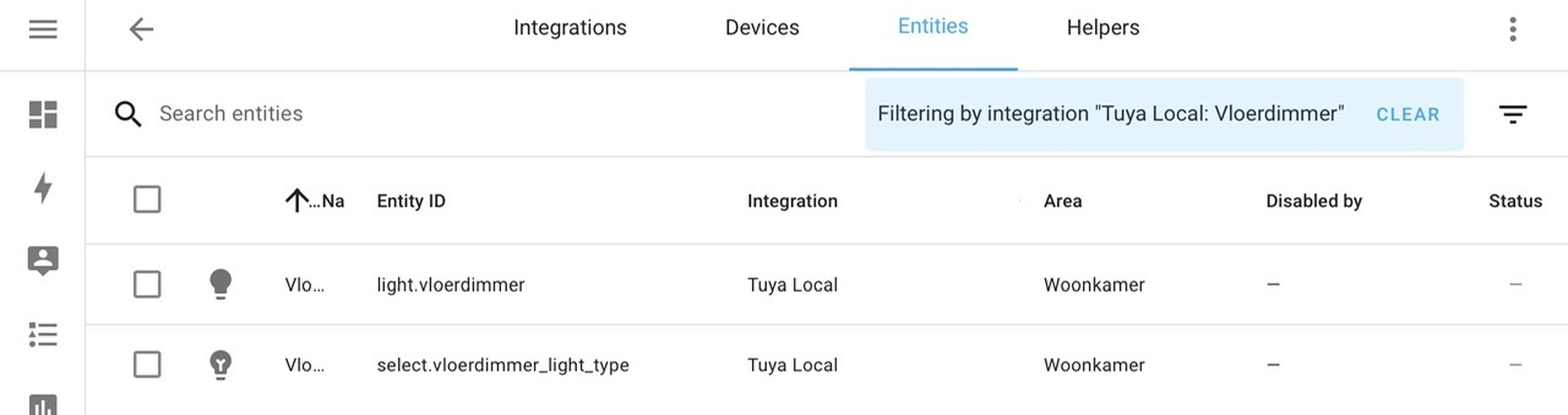 tuya-local integration - entities Tradim wifi vloerdimmer