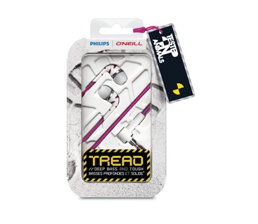 Philips SHO2200WT O'Neill, wit/roze THE TREAD-oortelefoon