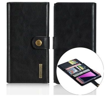 Samsung Galaxy S7 Edge Echt Leren Portemonnee Hoesje Zwart Zwart