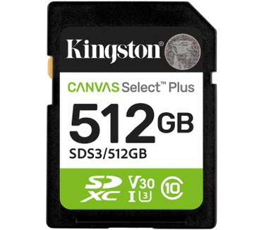 Kingston 512GB SDXC Canvas Select Plus Gen3 150MB/s C10 UHS-I U3 V30
