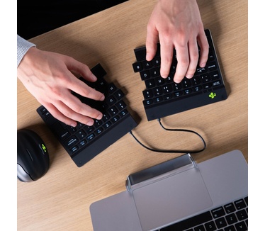 R-Go Tools Ergonomisch toetsenbord R-Go Split Break met pauzesoftware, gesplitst toetsenbord, AZERTY (FR), Bluetooth, zwart