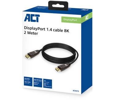 ACT AC4071 DisplayPort 1.4 cable 8K, 1m Zwart