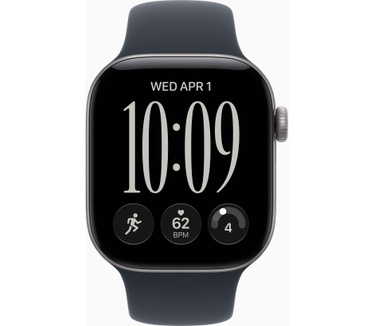 Apple Watch Watch Series 12 42mm 5G Grijs (Donkerblauwe Rubberen Band M/L), Zwart (Zwart)