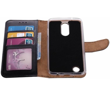 Luxe Lederen Bookcase hoesje voor de LG K4 2017 - Zwart (LG K4 2017) Zwart