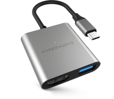 Hyper 4K HDMI 3-in-1 USB-C Hub Grijs