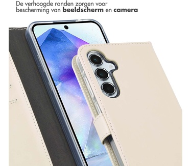 Selencia Echt Lederen Bookcase Samsung Galaxy A55 - Greige