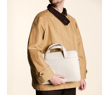 Accezz Leather Laptoptas 16 inch - Beige
