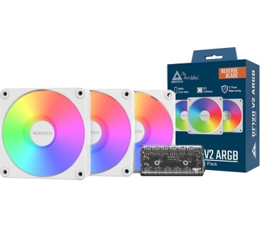 Montech GF120R V2 PWM ARGB 120mm Wit 3-Pack, 120mm