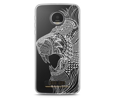 Just in Case Motorola Moto Z Hoesje Leeuw Mandala Wit