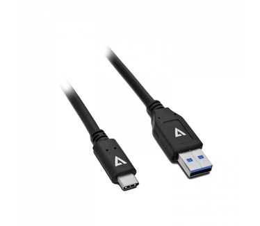V7 USB2.0A to USB-C Cable 2m Black Zwart