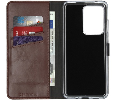 Selencia Echt Lederen Bookcase Samsung Galaxy S20 Ultra - Bruin