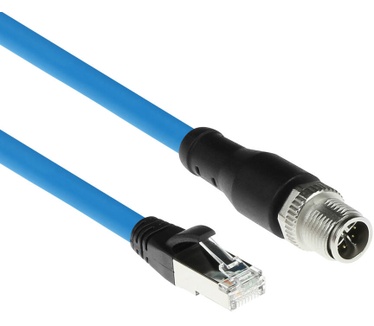 ACT Industrial 5,00 meter Sensor kabel M12X 8-polig male chassis naar RJ45, Superflex SF/UTP TPE kabel, afgeschermd