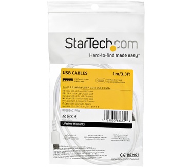 Startech.com USB 2.0 naar USB-C kabel 1m wit Wit