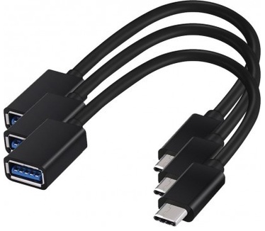qMust USB-C naar USB Female OTG kabel - 10 cm - 3 stuks - kleur zwart