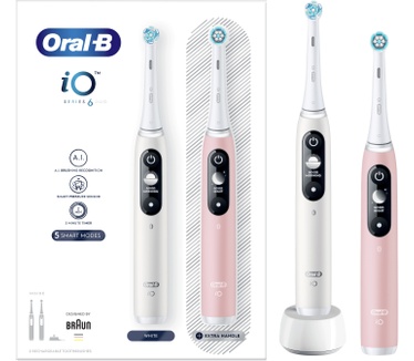 Oral-B Oral-B iO - 6 - White & Pink Elektrische Tandenborstels Ontworpen Door Braun