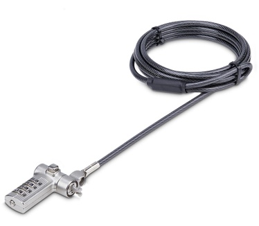 Startech.com 2m Universeel Laptop Kabelslot, Security Kabel met Vooraf Ingesteld Combinatieslot, Compatibel met Noble Wedge&reg;/Nano/K-Slot, Cijferslot zonder Sleutel, TAA