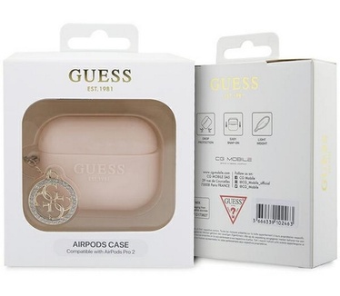 Guess Diamond Charm Silicone Apple Airpods Pro 2 (2e gen) - Roze