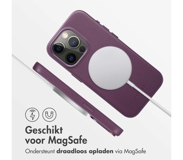 Accezz MagSafe Leather Backcover iPhone 15 Pro - Paars