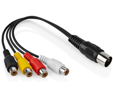 Allteq DIN naar tulp kabel - Geel, Rood, Wit, Zwart