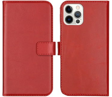 Selencia Echt Lederen Bookcase iPhone 12 (Pro) - Rood