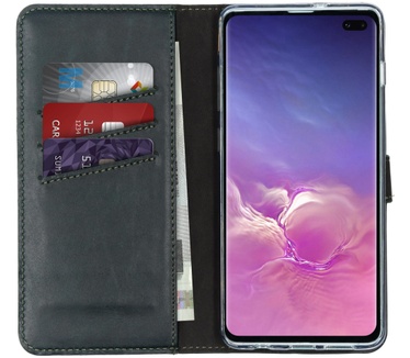 Selencia Echt Lederen Bookcase Samsung Galaxy S10 Plus - Groen