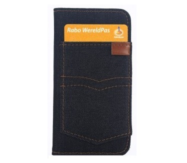 qMust Apple iPhone SE Jeans Wallet Case - TPU frame - Black Blue