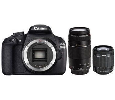 Canon EOS 100D + EF-S 18-55 DCIII + 75-300 DCIII Zwart