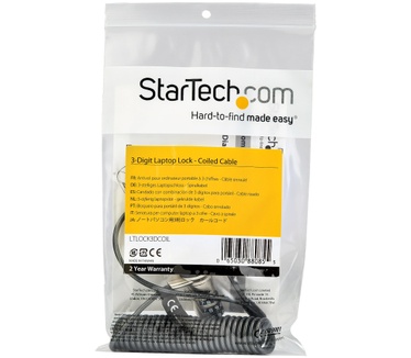 Startech.com Laptop Cable Lock - Self-Coiling Cable - 3-Digit Combination Lock