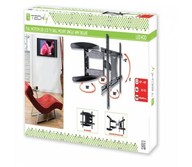 Techly 40-65 Ultra Slim Full Motion LCD TV Wall Mount Bracket Black" ICA-PLB 171L