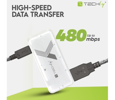 Techly Mini Hi Speed USB Hub 4 Ports White IUSB2-HUB4-WHTY