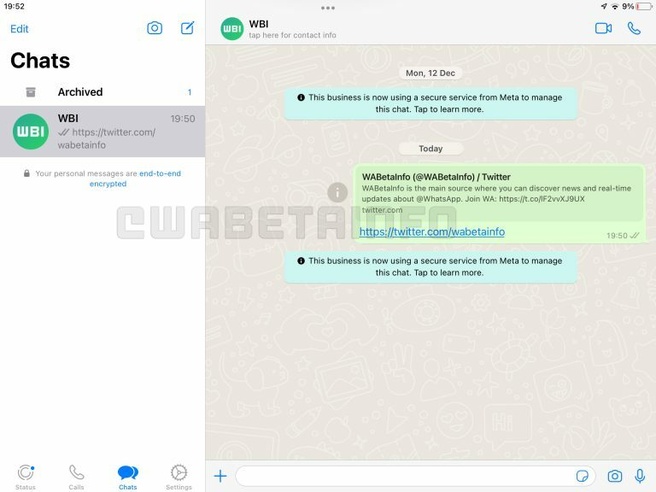 WhatsApp iPad
